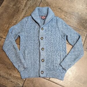 Soul Of London Grandpacore Wool Blend Cable Knit Cardigan Sweater Blue Size M